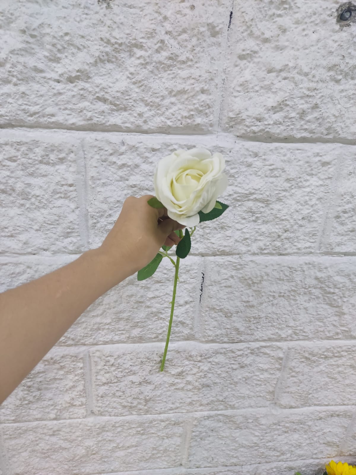 Rosa Super Realista Artificial Blanca 50cm