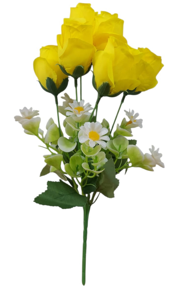 Ramos Rosa con Margarita Artificial Amarilla 33cm