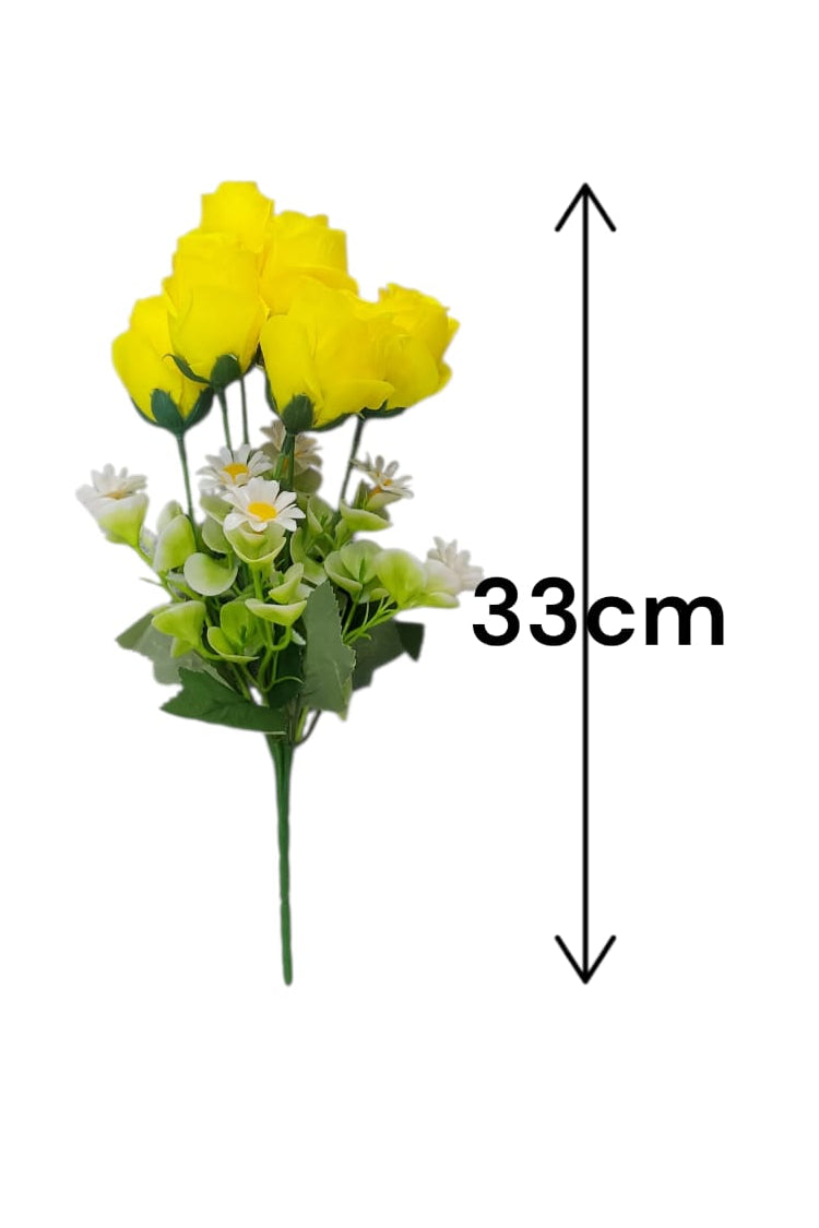 Ramos Rosa con Margarita Artificial Amarilla 33cm