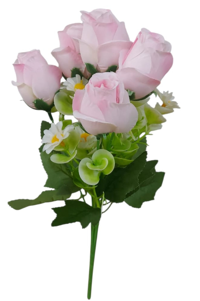 Ramo Rosas con Margarita Artificial Rosa Pastel 33cm