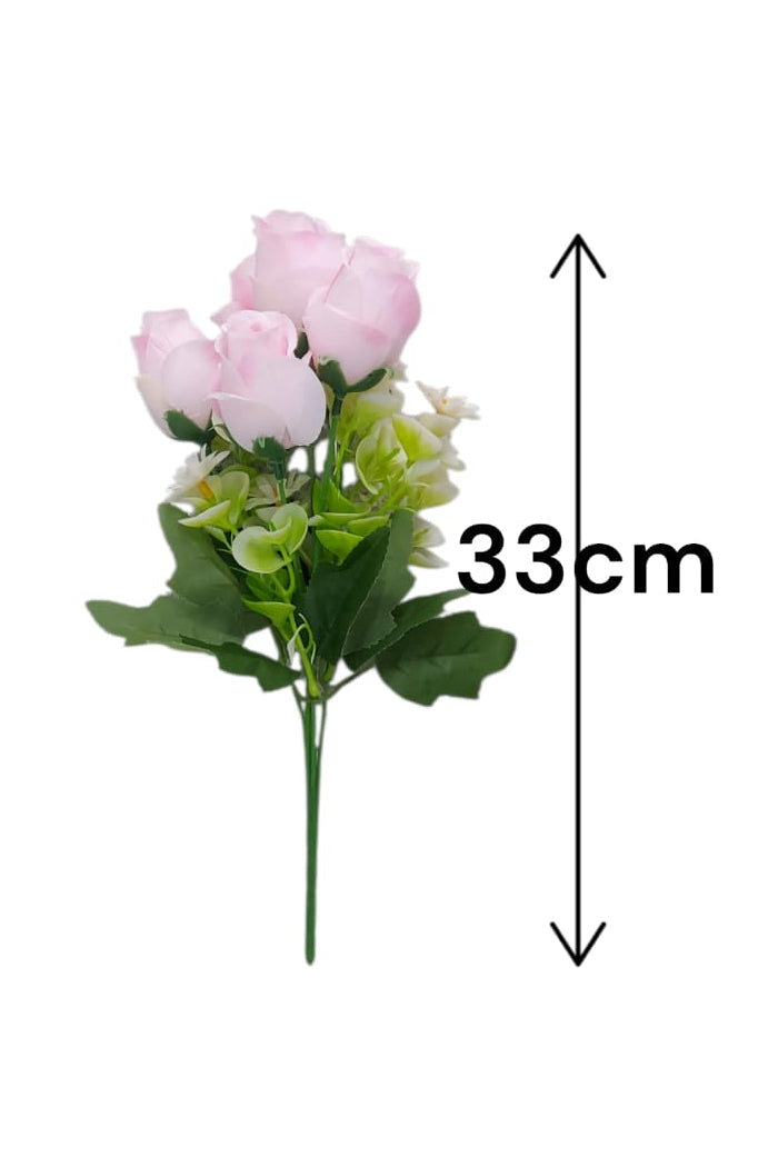 Ramo Rosas con Margarita Artificial Rosa Pastel 33cm