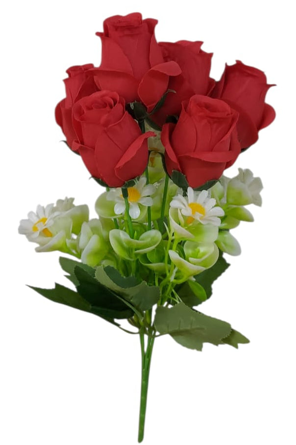 Ramo Rosas con Margarita Artificial Rojo 33cm