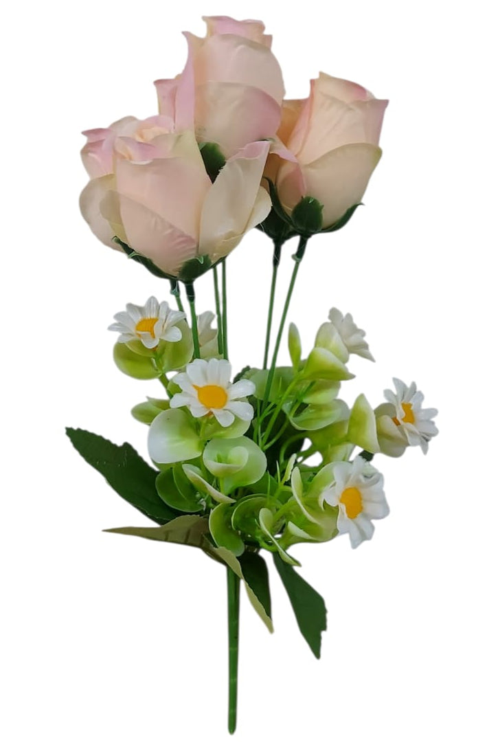 Ramo Rosas con Margarita Artificial Crema 33cm