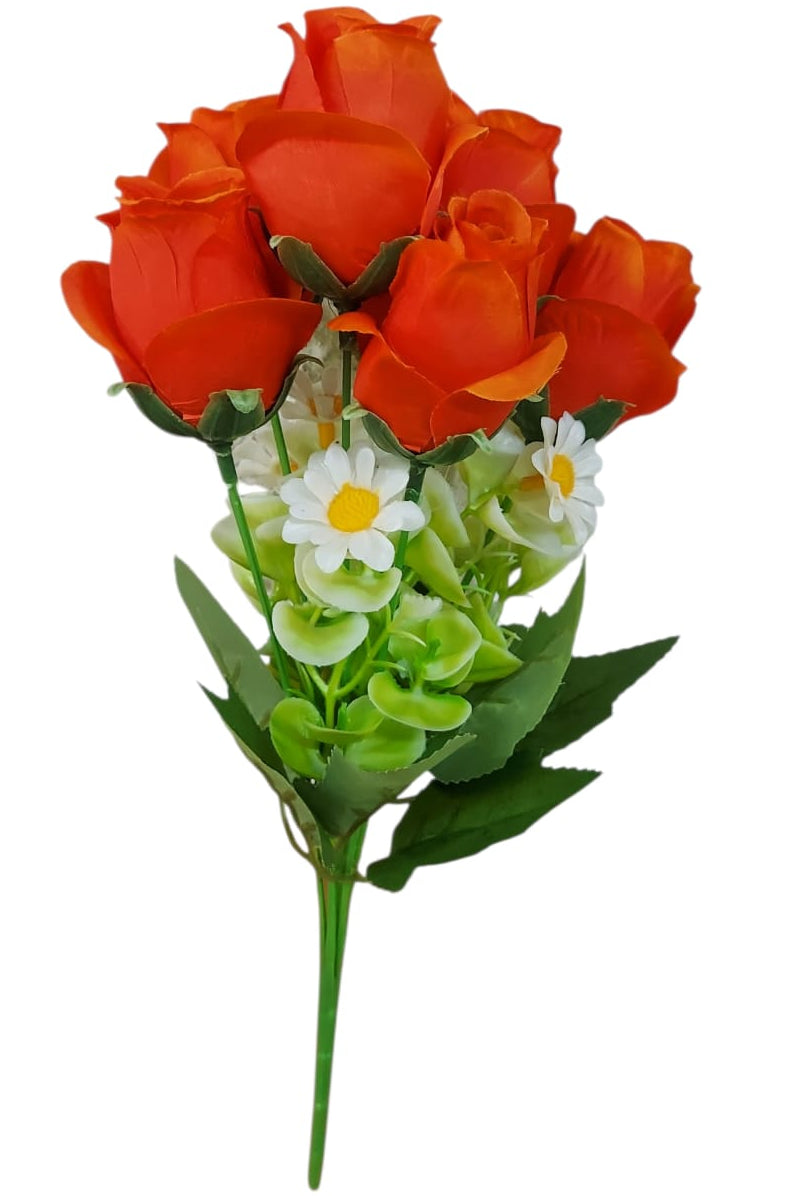 Ramo Rosas con Margarita Artificial Naranja 33cm