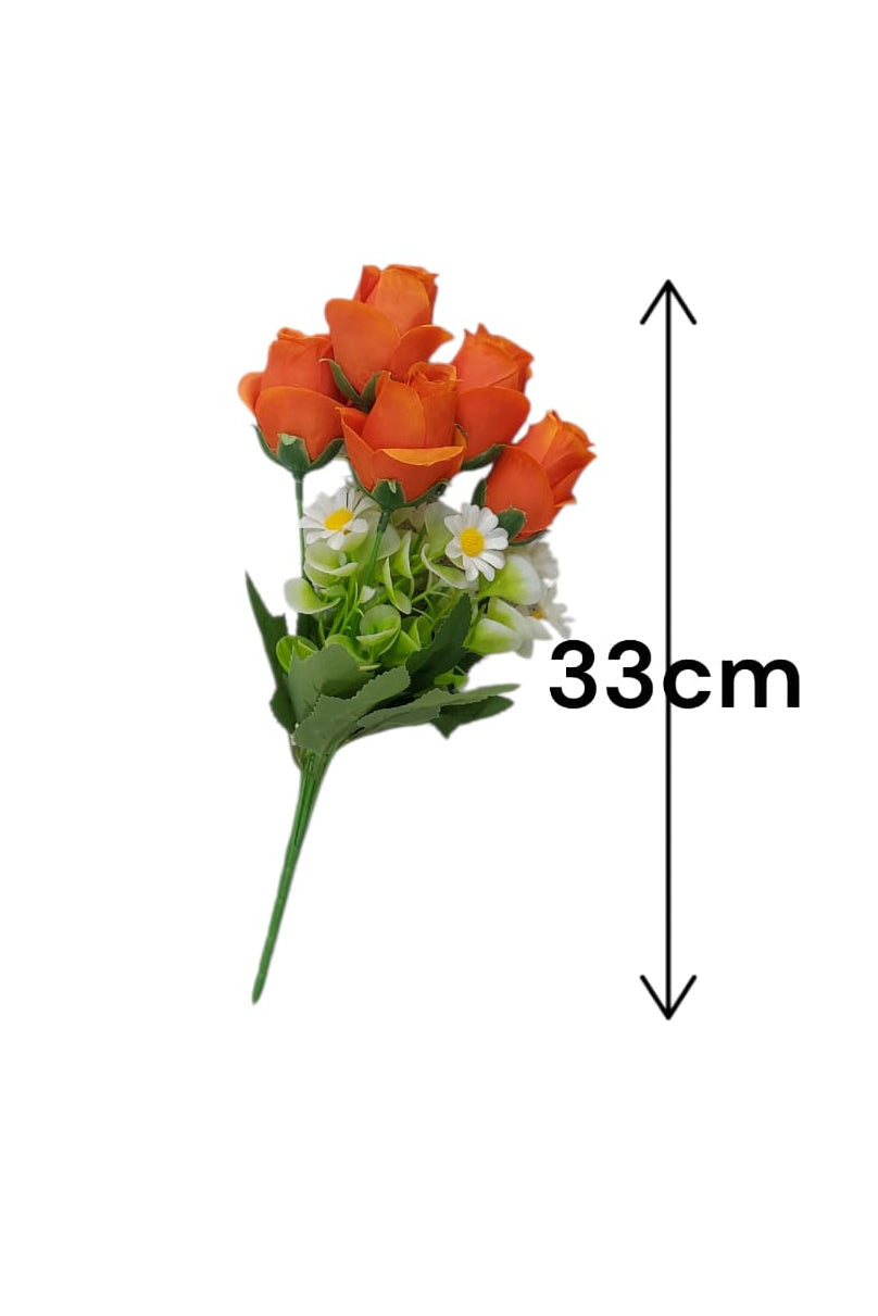 Ramo Rosas con Margarita Artificial Naranja 33cm