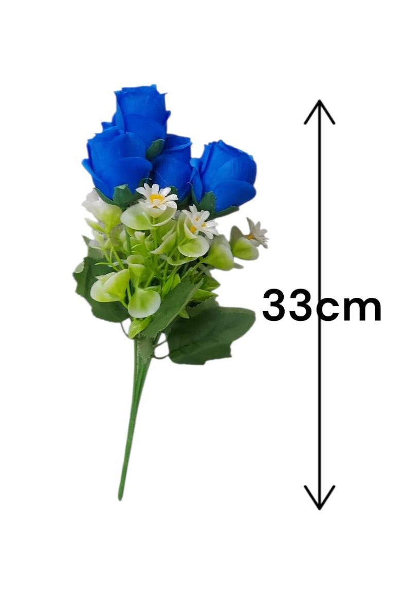 Ramo Rosas con Margarita Artificial Azul 33cm