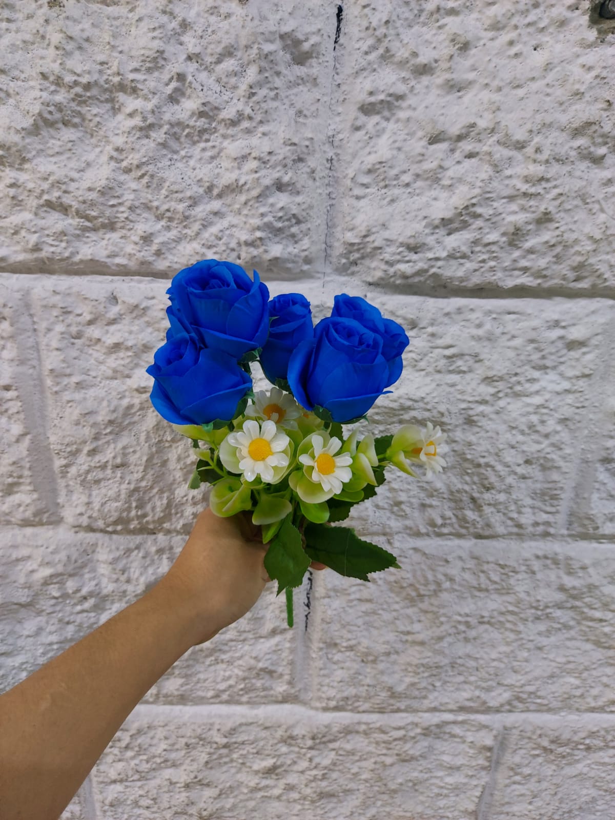 Ramo Rosas con Margarita Artificial Azul 33cm