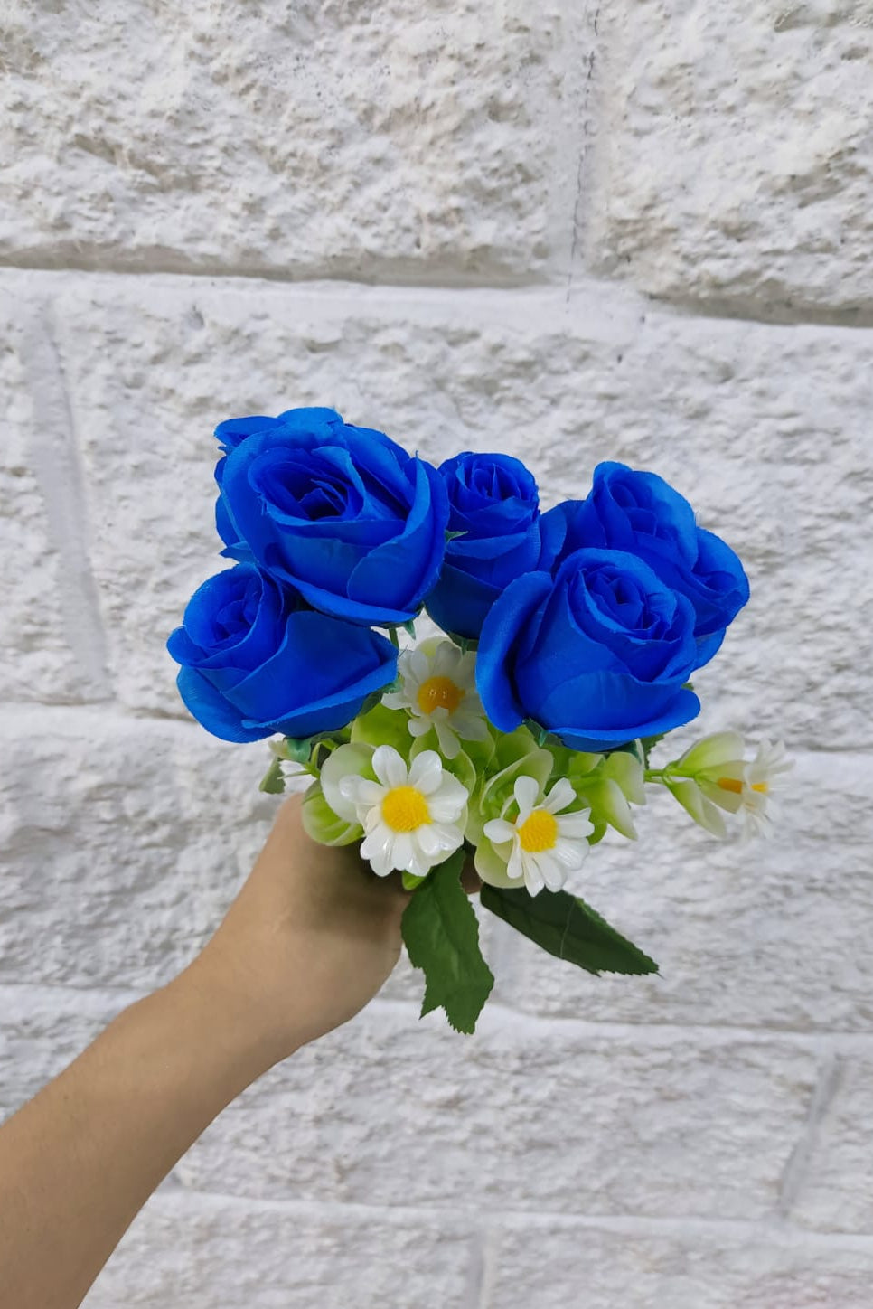Ramo Rosas con Margarita Artificial Azul 33cm