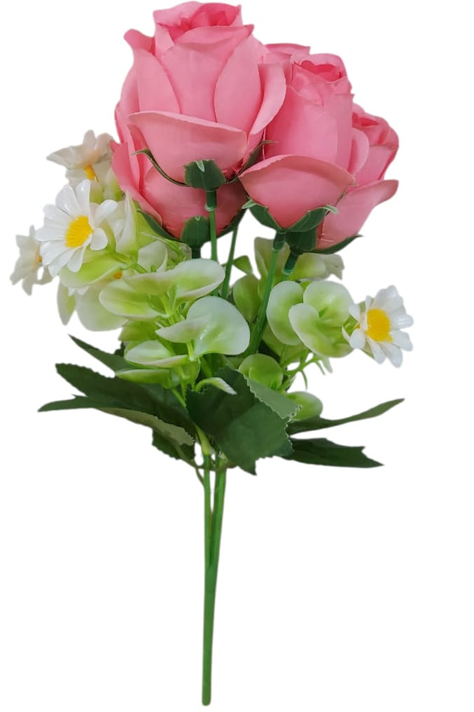 Ramo Rosas con Margarita Artificial Rosada 33cm