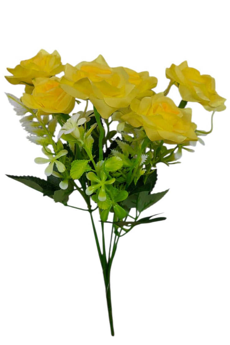 Ramo de Rosas Amarillas con Follaje 35cm