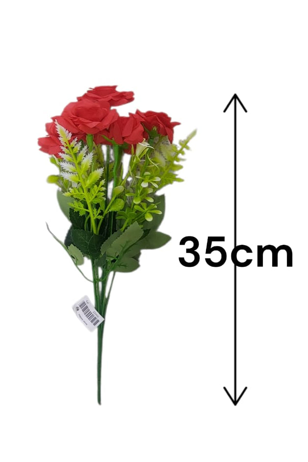 Ramo de Rosas Rojas con Follaje 35cm
