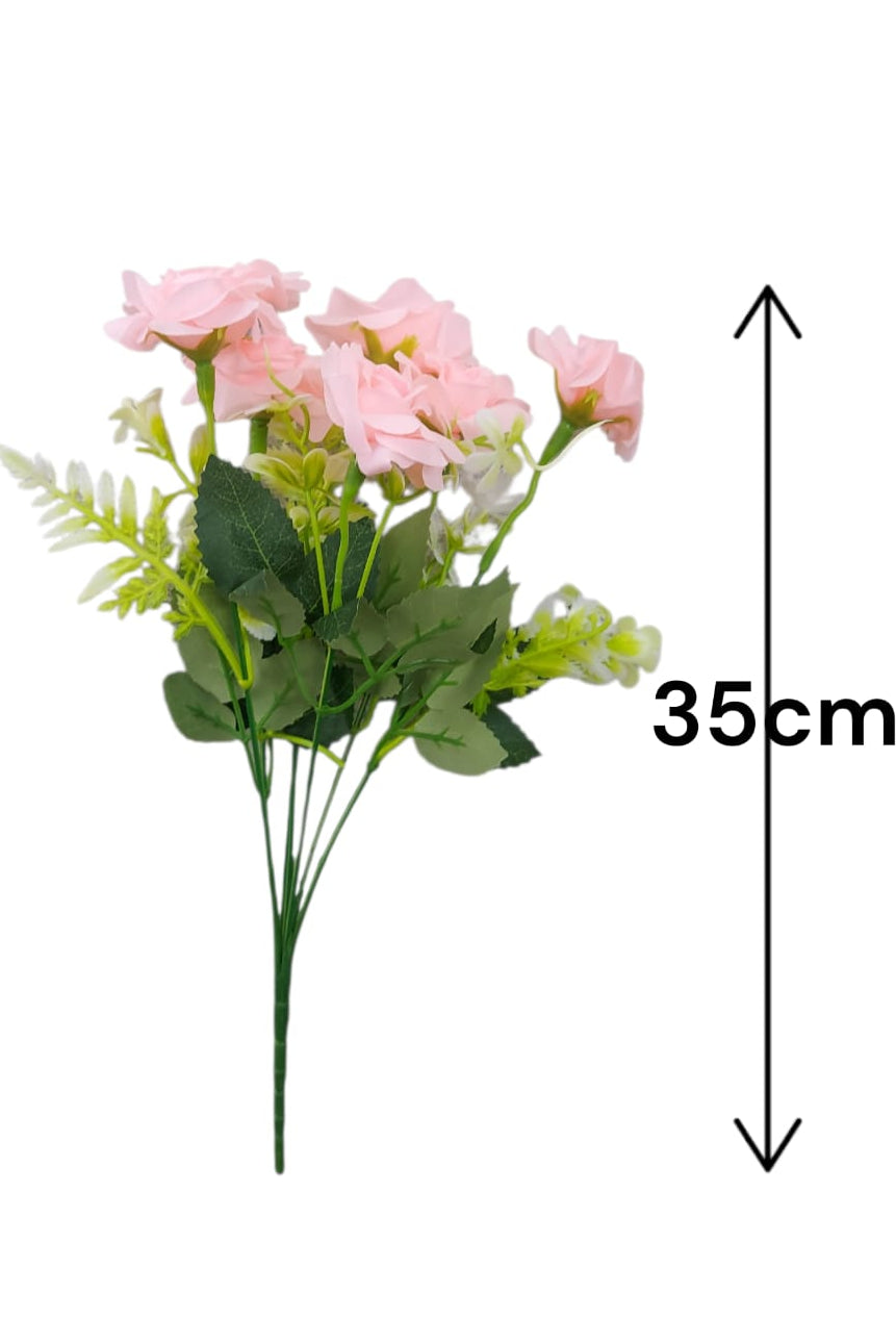 Ramo de Rosas Rosa Pastel con Follaje 35cm