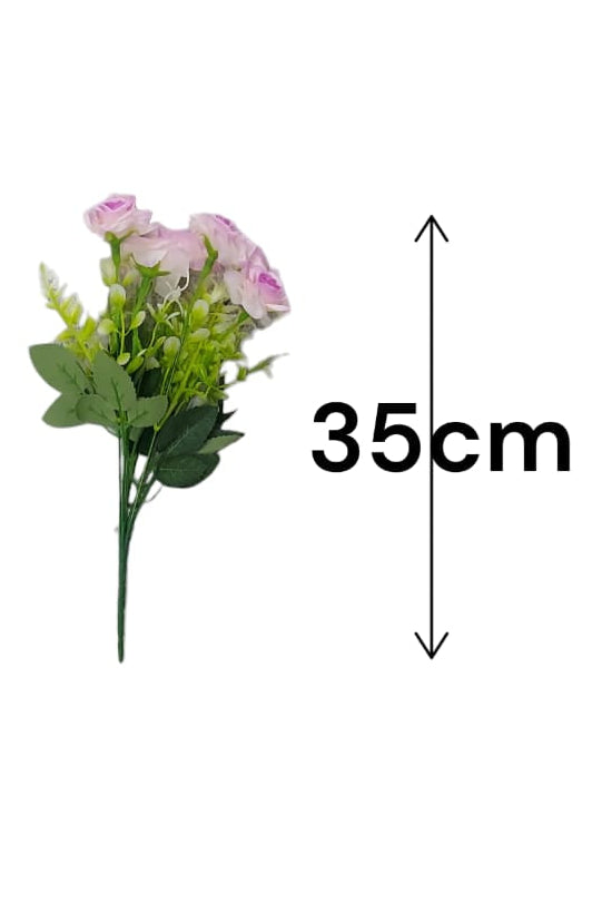 Ramo de Rosas Lila con Follaje 35cm