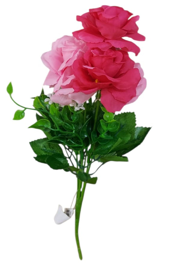 Ramo de Rosas Fucsias con Follaje 30cm