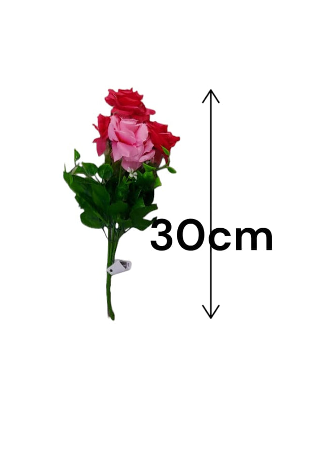 Ramo de Rosas Fucsias con Follaje 30cm