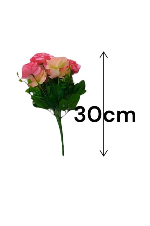 Ramo de Rosas Rosadas con Follaje 30cm