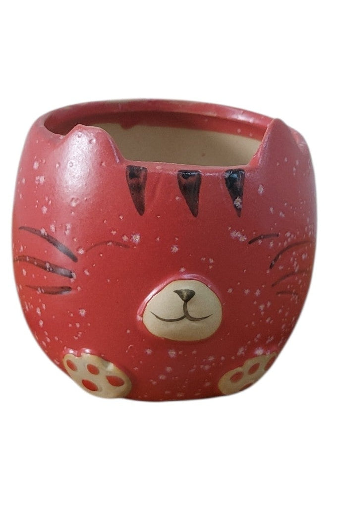 Matera de Cerámica Gatito Roja 9cm