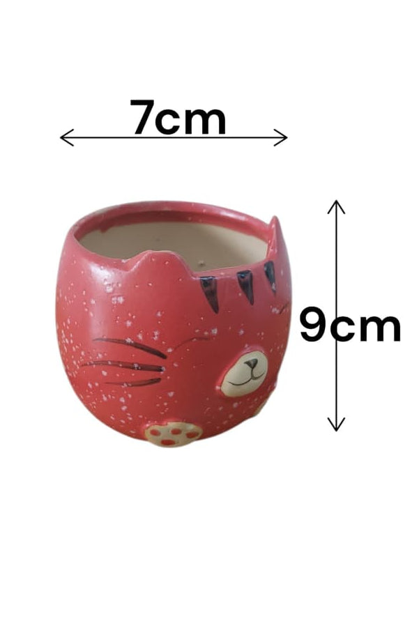 Matera de Cerámica Gatito Roja 9cm