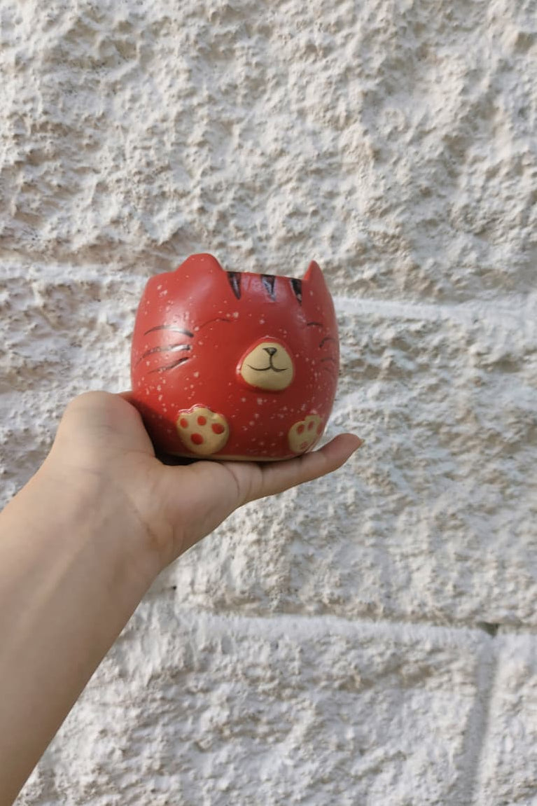 Matera de Cerámica Gatito Roja 9cm