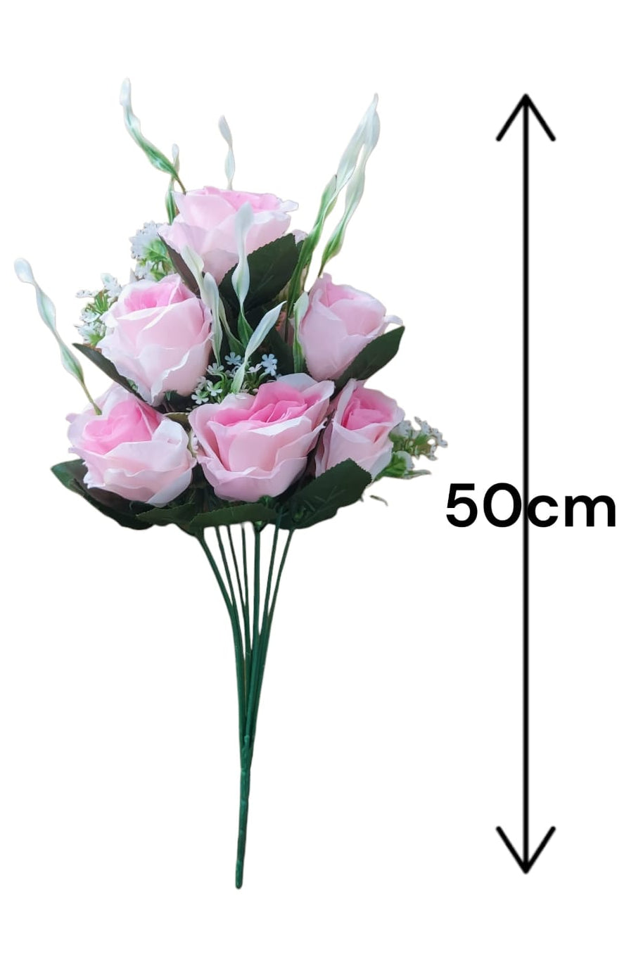 Ramo de Rosas Rosadas con Follaje 50cm