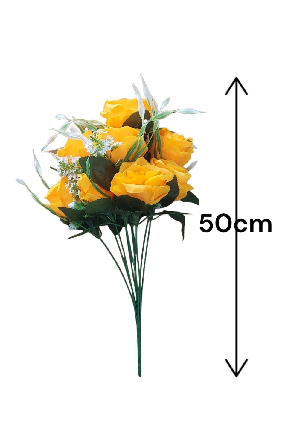 Ramo de Rosas Amarillas con Follaje 50cm