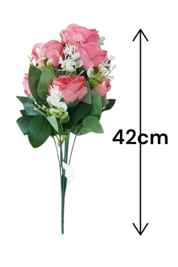 Buque x10 Rosas Rosadas 42cm