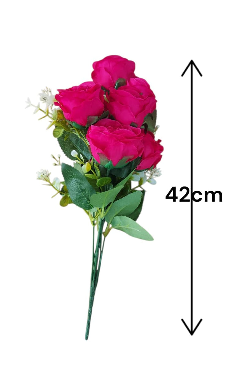 Buque x10 Rosas Fucsias 42cm