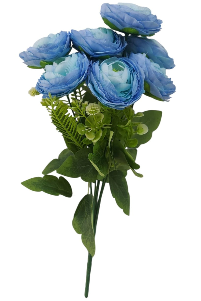 Ramo Rosa Peonia Grande Azul 39cm