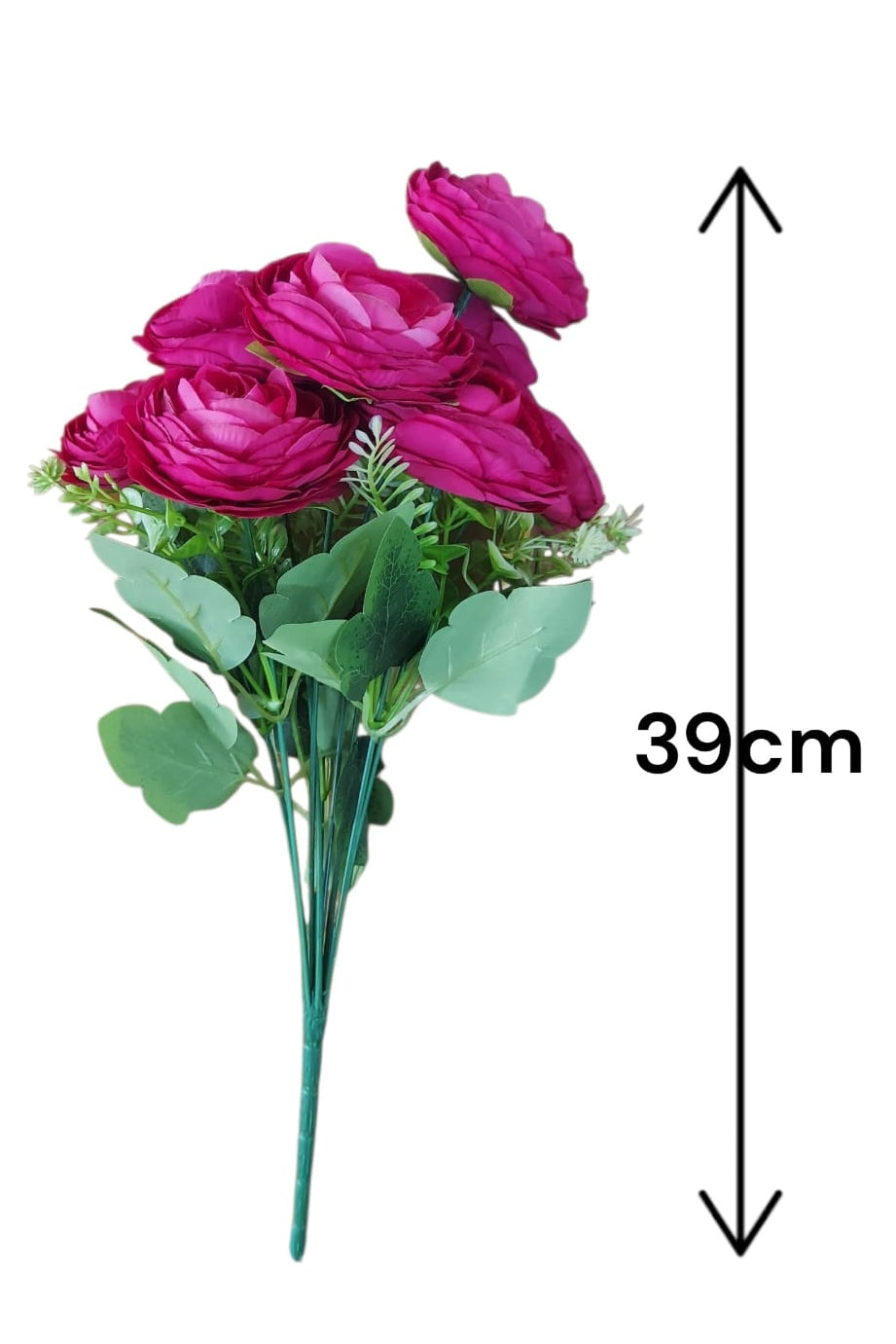 Ramo Rosa Peonia Grande Fucsia 39cm