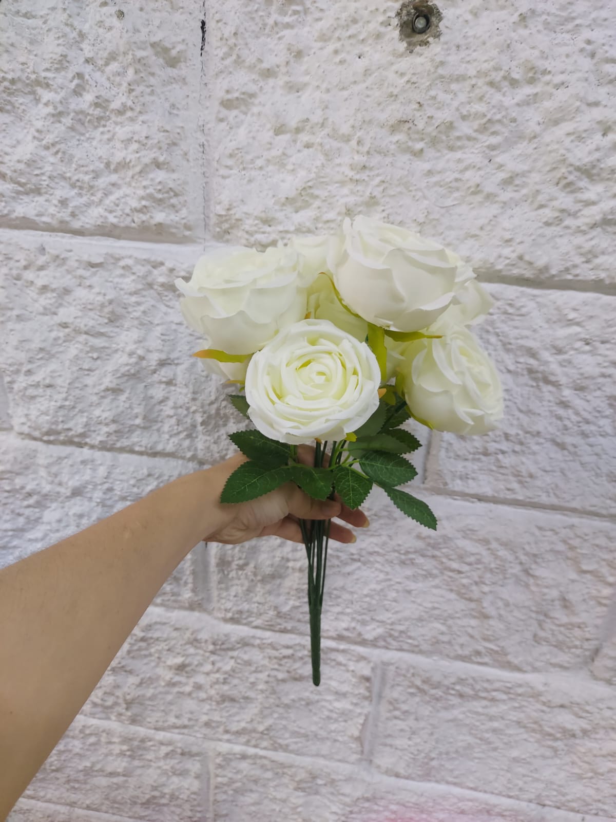 Rosa Corrugada Grande Blanca 40cm