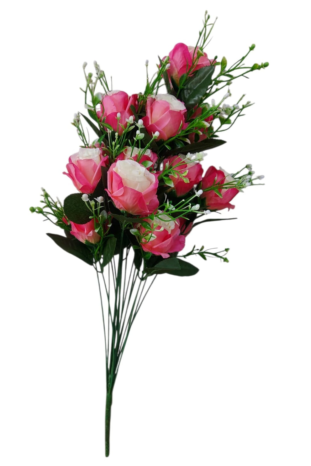 Rosa Larga con Follaje Rosada 65cm
