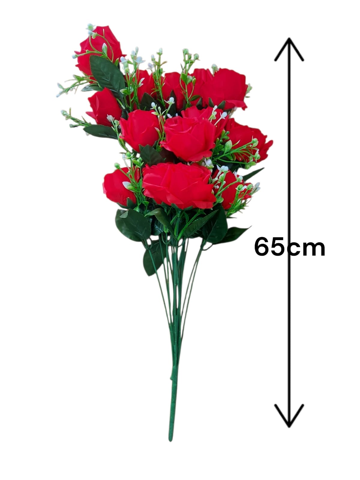 Rosa Larga con Follaje Roja 65cm
