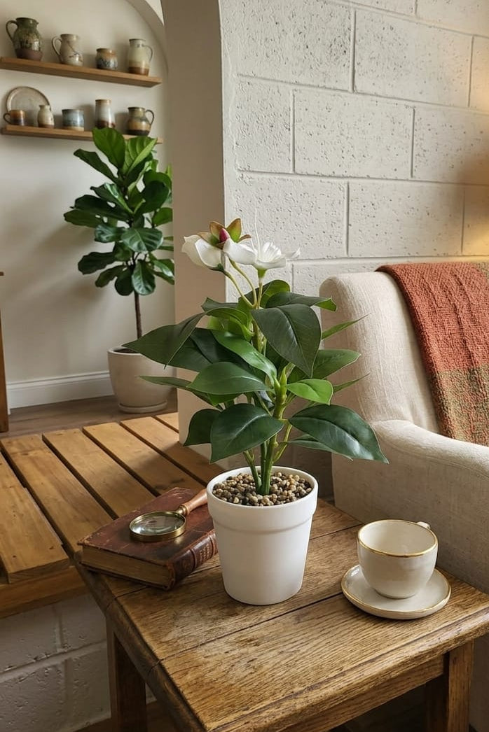 Planta en Matera con Flor Blanca 31cm