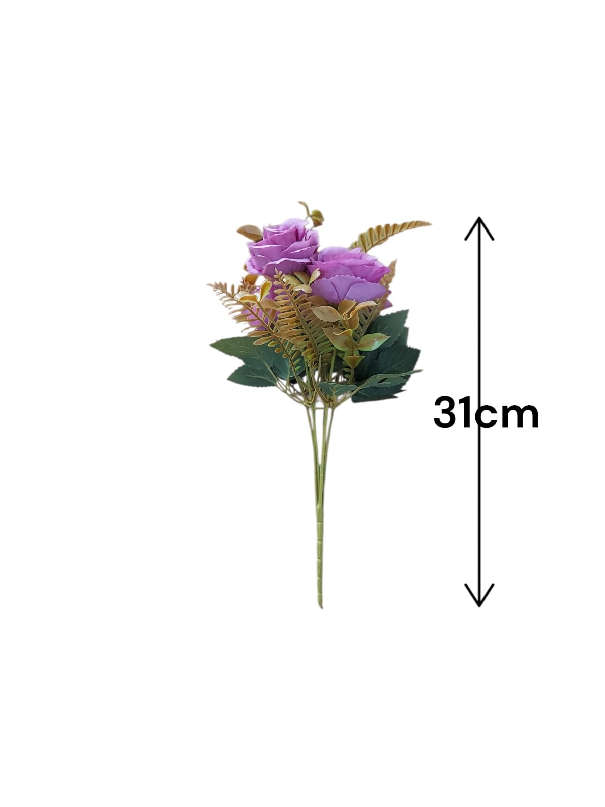 Ramo de Rosas Borgoña con Follaje 31cm