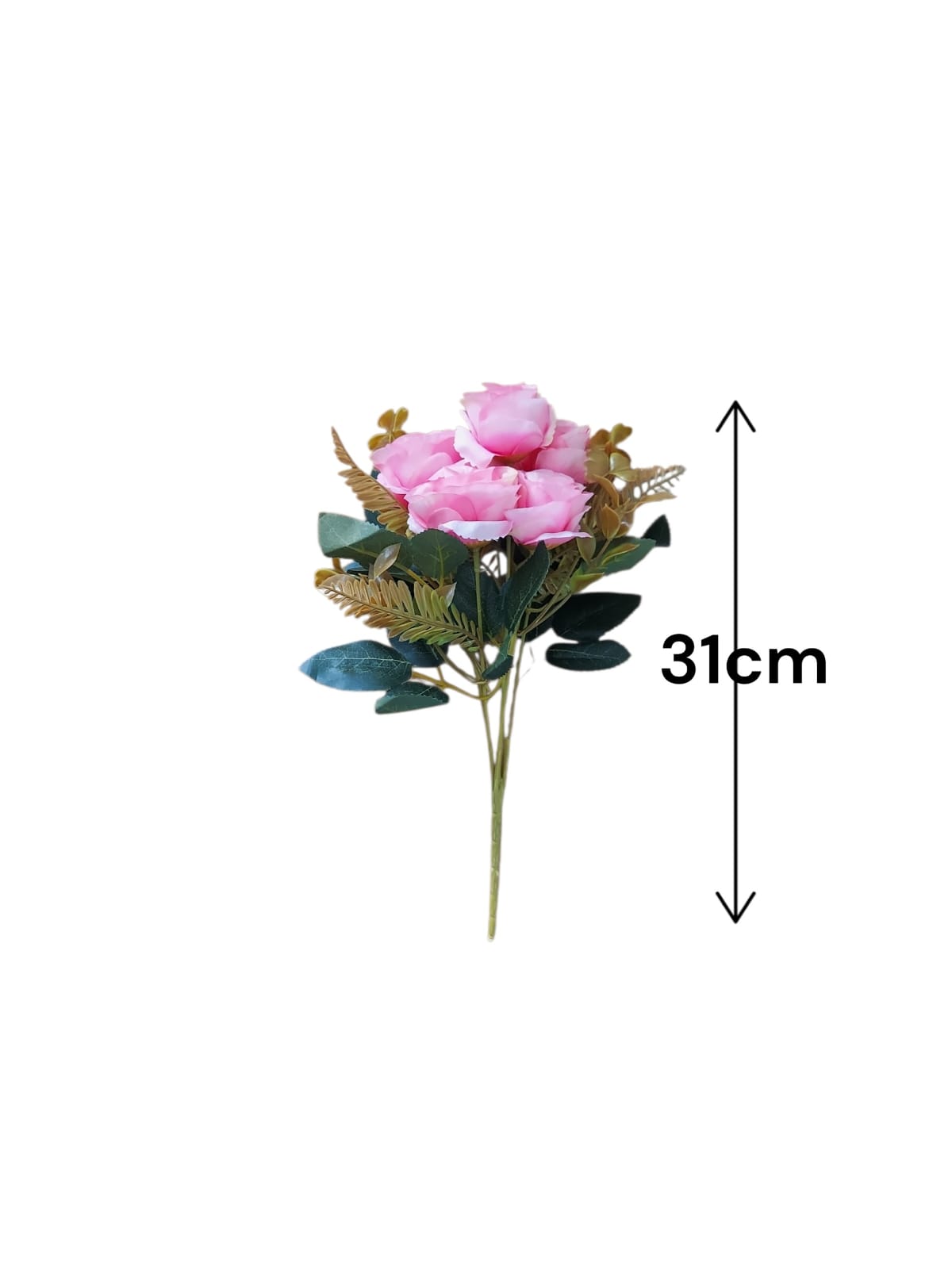 Ramo de Rosas Rosadas con Follaje 31cm