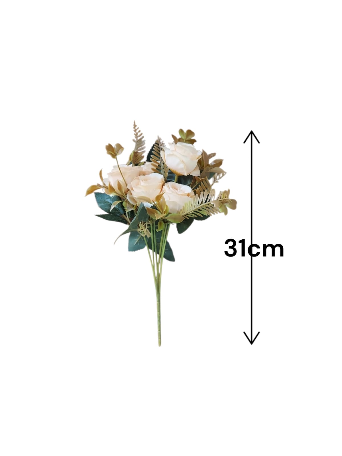 Ramo de Rosas Beige con Follaje 31cm