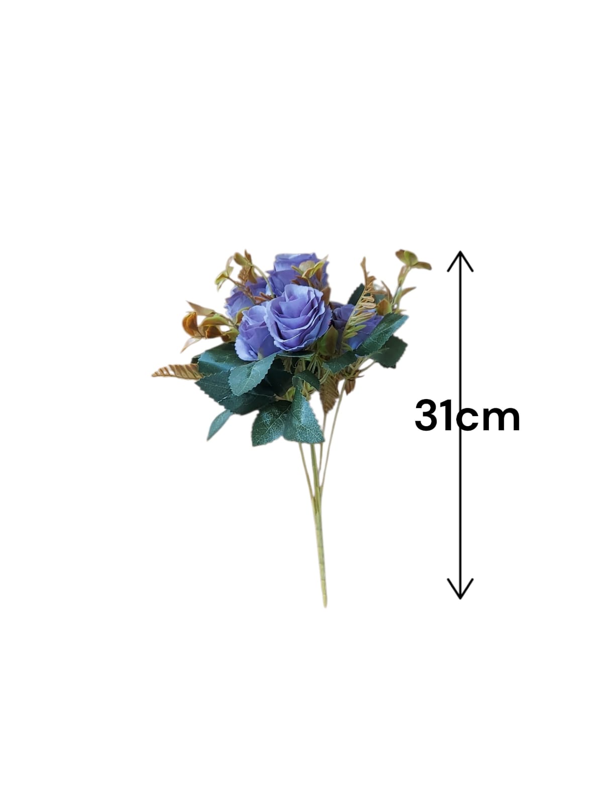 Ramo de Rosas Moradas con Follaje 31cm
