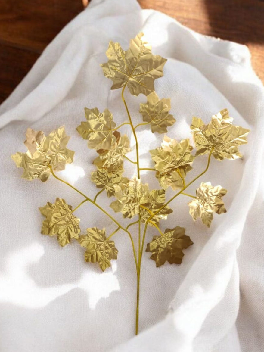 Rama Hojas de Otoño Dorada 63cm