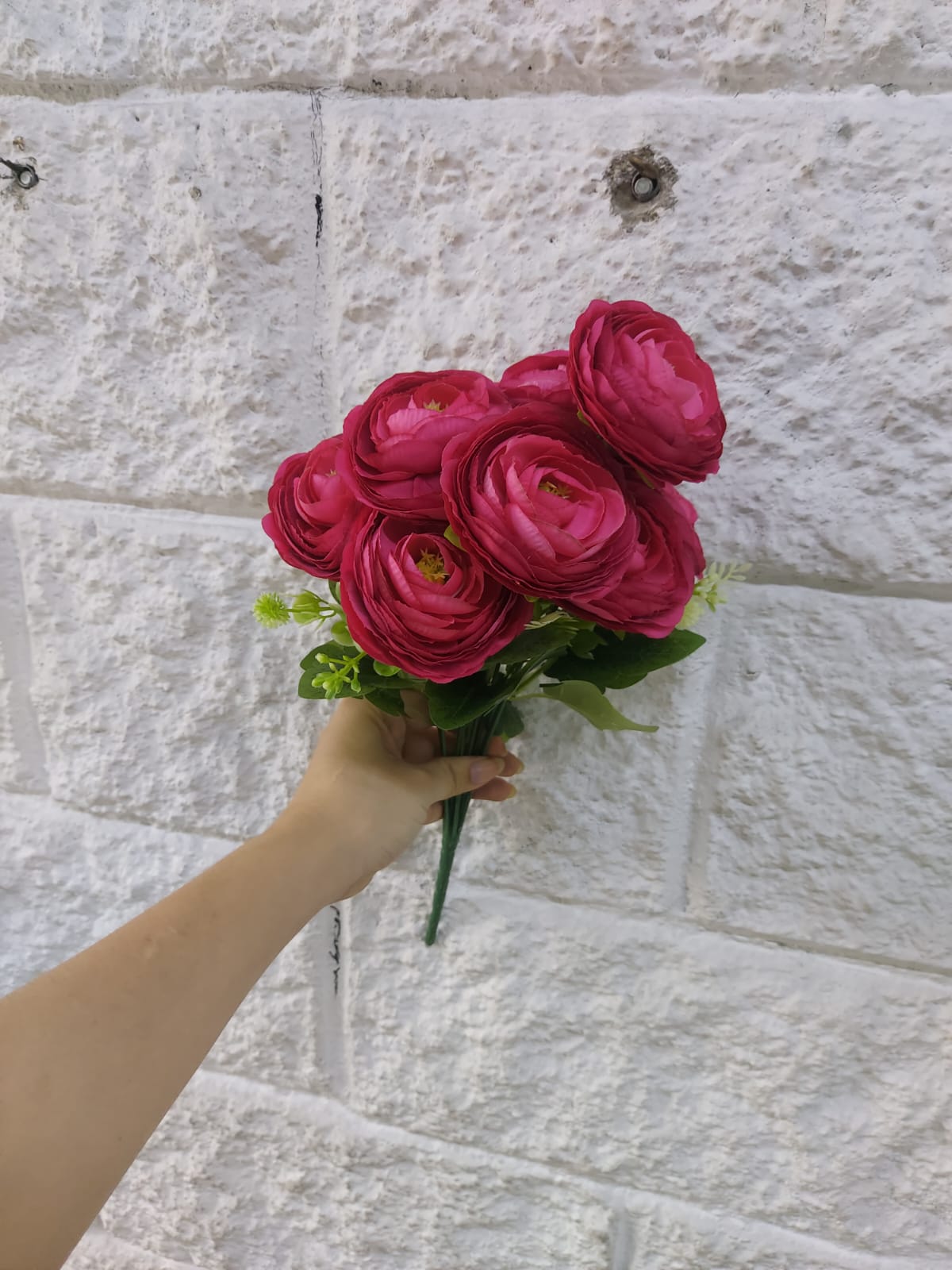 Ramo Rosa Peonia Grande Fucsia 39cm