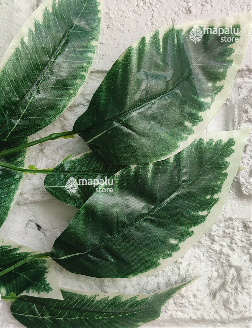 Ramo Artificial Hojas Borde Blanco 65cm