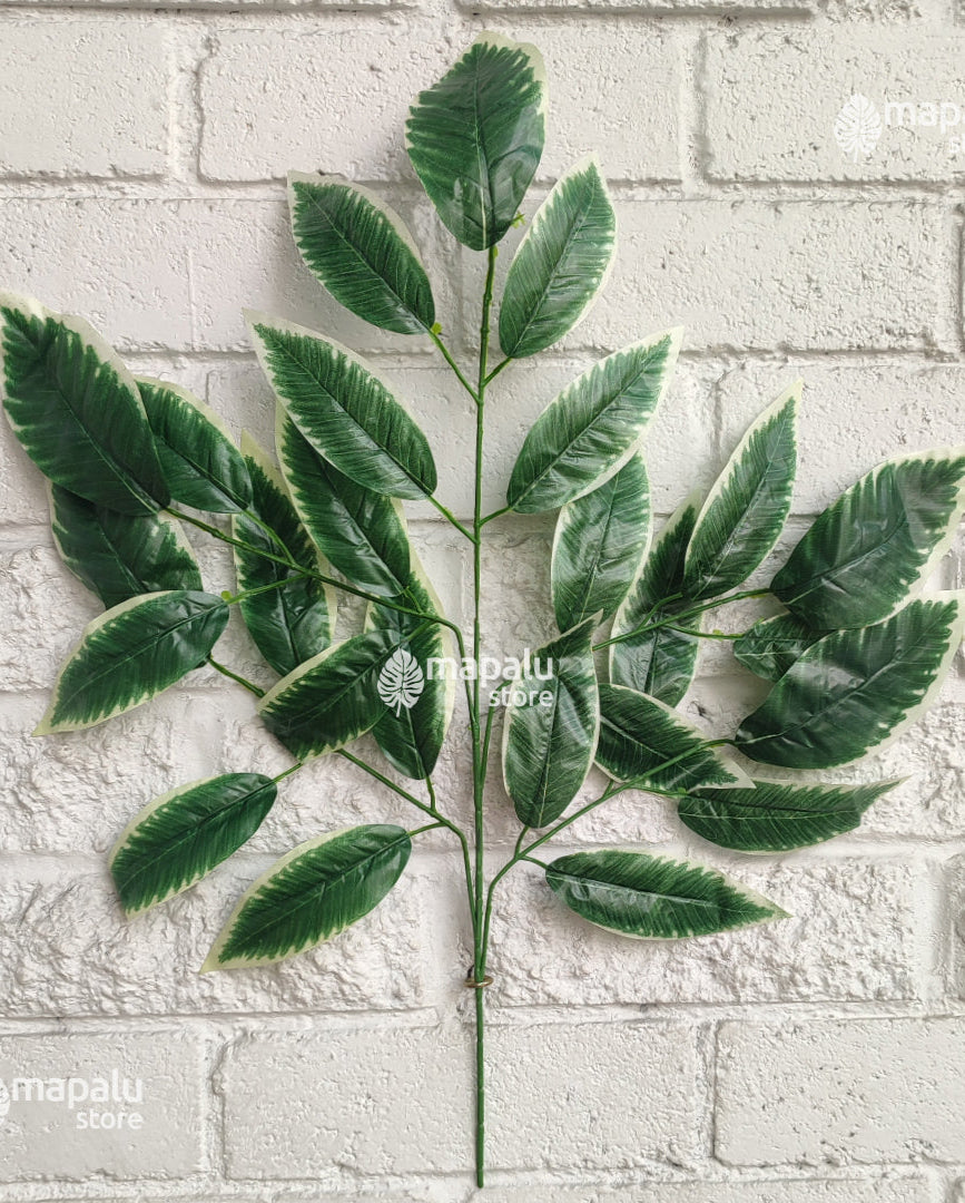 Ramo Artificial Hojas Borde Blanco 65cm