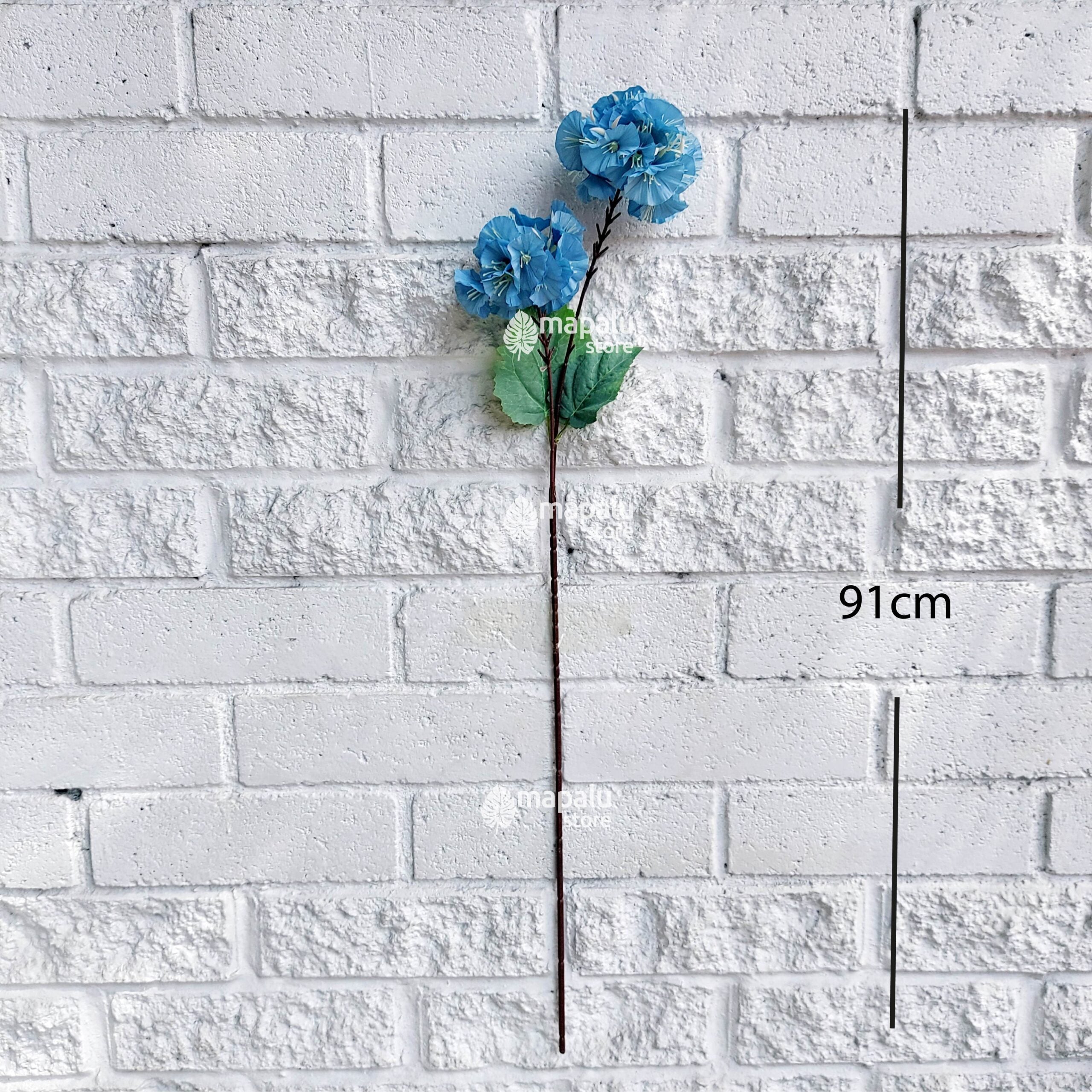 Ramo de flores Alcea Rosea artificial azul 91 cm