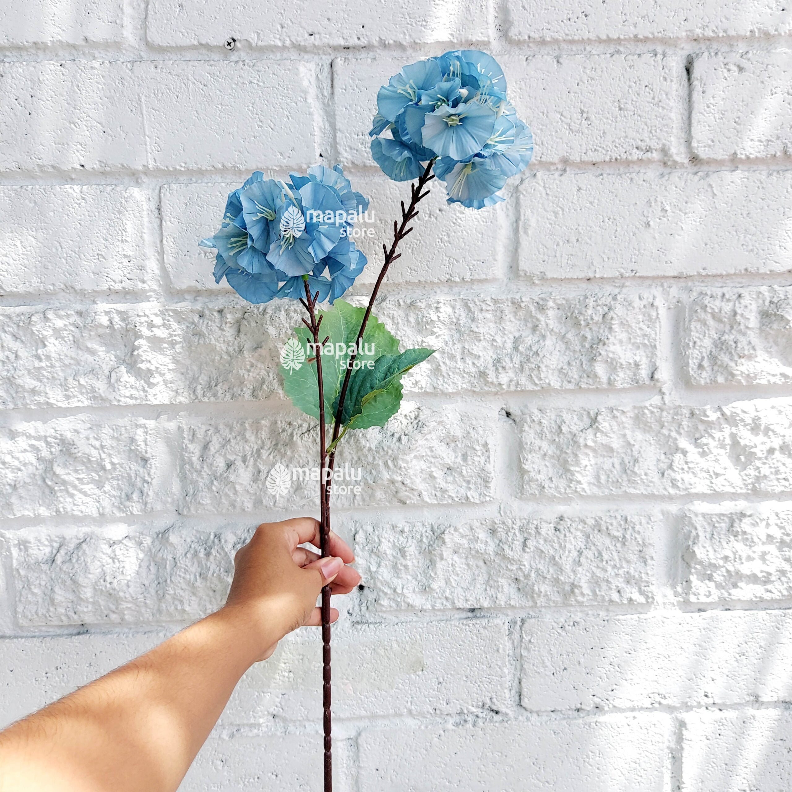 Ramo de flores Alcea Rosea artificial azul 91 cm