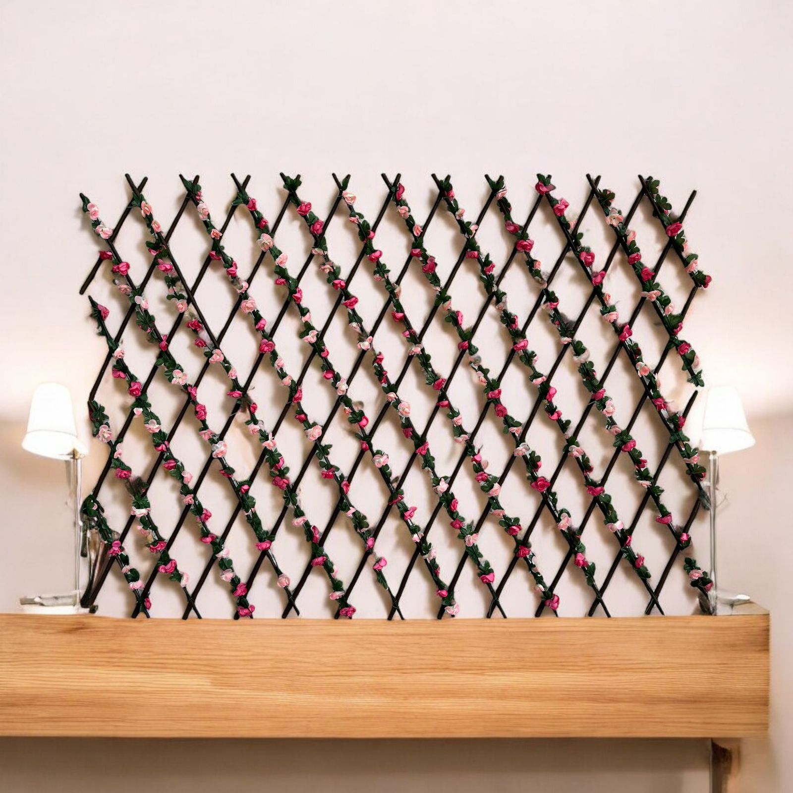 cercha plegable artificial de flores con maderita 2x1 mts