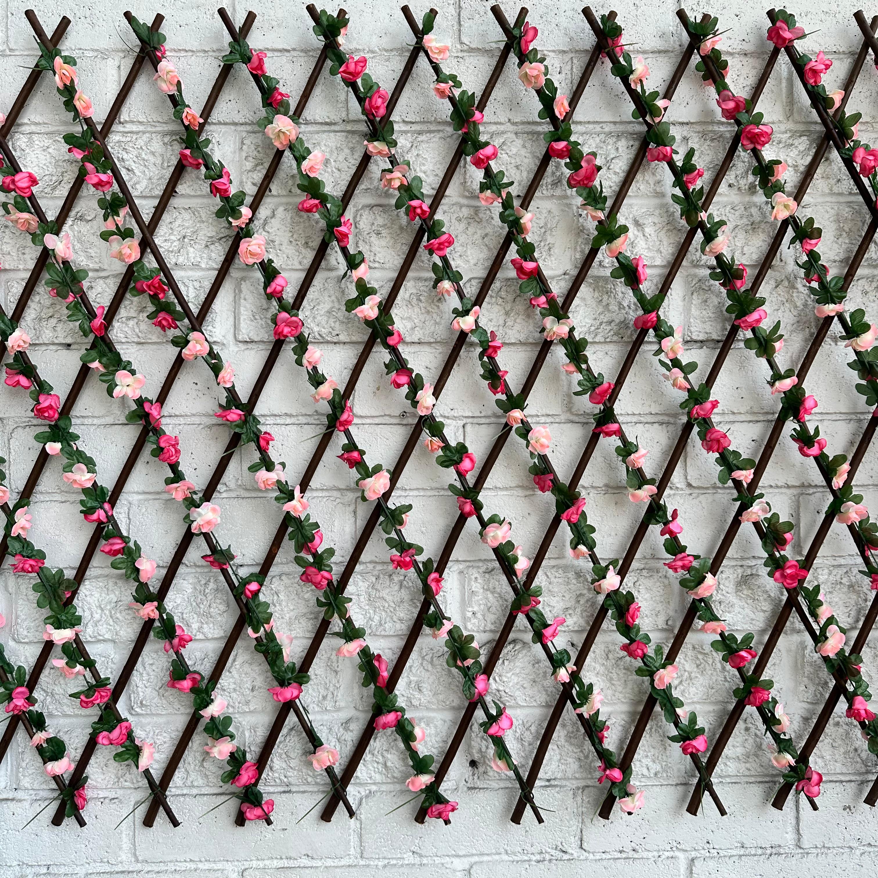 cercha plegable artificial de flores con maderita 2x1 mts