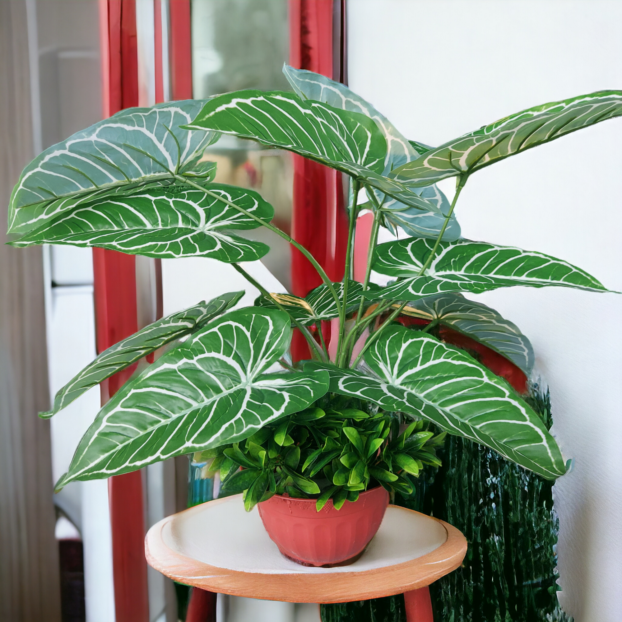 Planta Artificial Colocasia 65cm rayas blancas (sin matera)