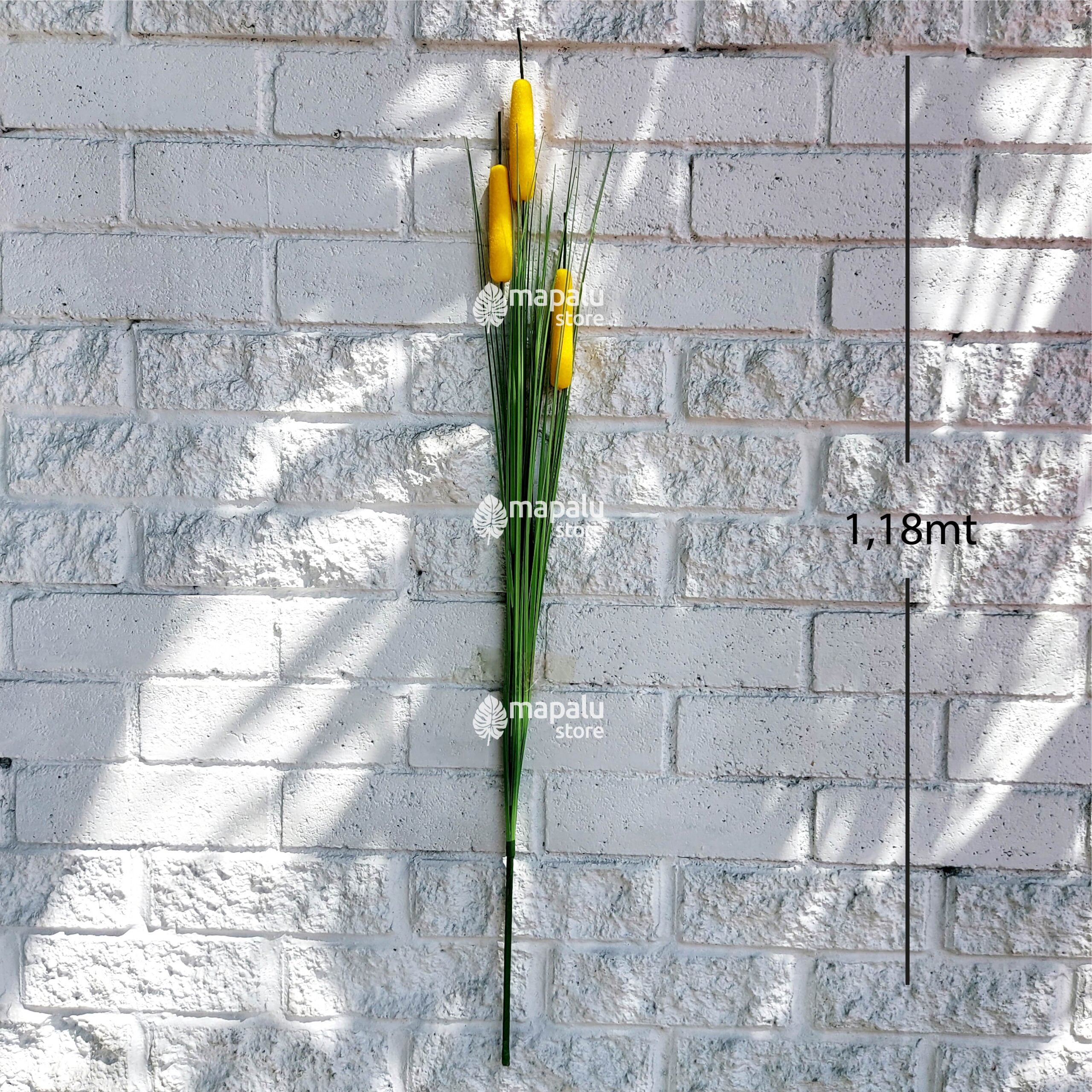 Espiga Typha angustifolia artificial amarillo 1,18mt