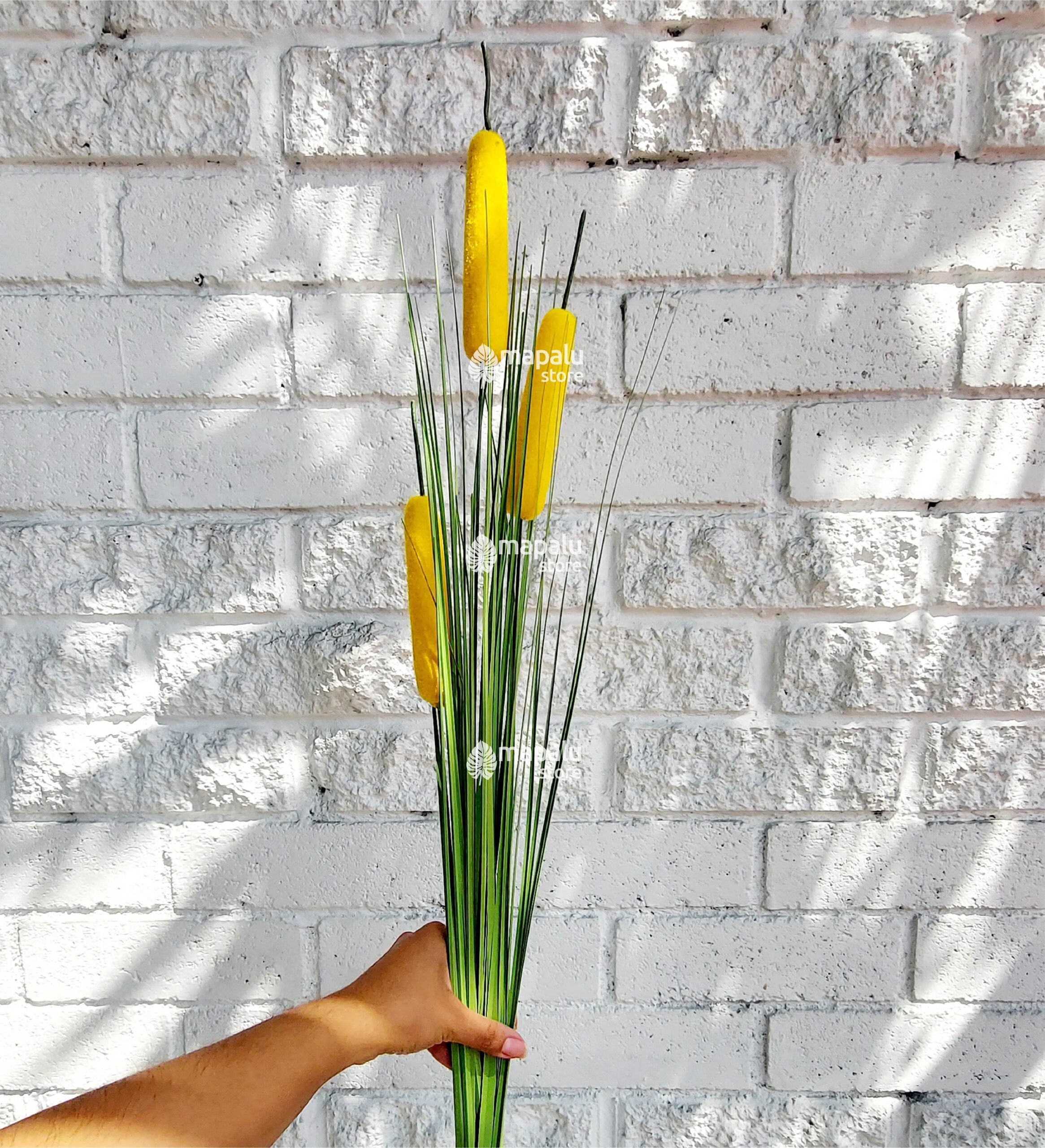 Espiga Typha angustifolia artificial amarillo 1,18mt