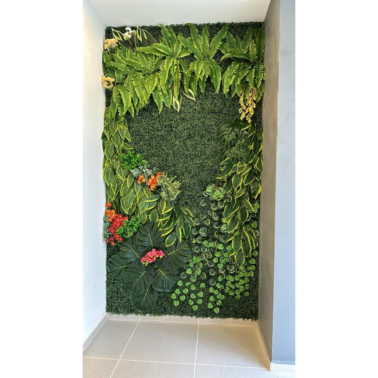 Tapete Follaje Jardín Artificial Vertical 60x40cm Estándar