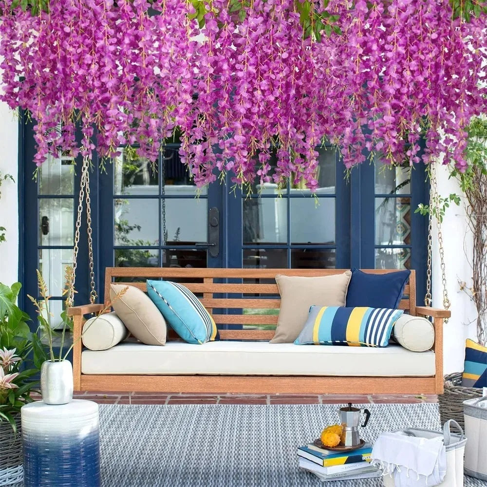 Docena de Glicina Wisteria Artificial Decorativa